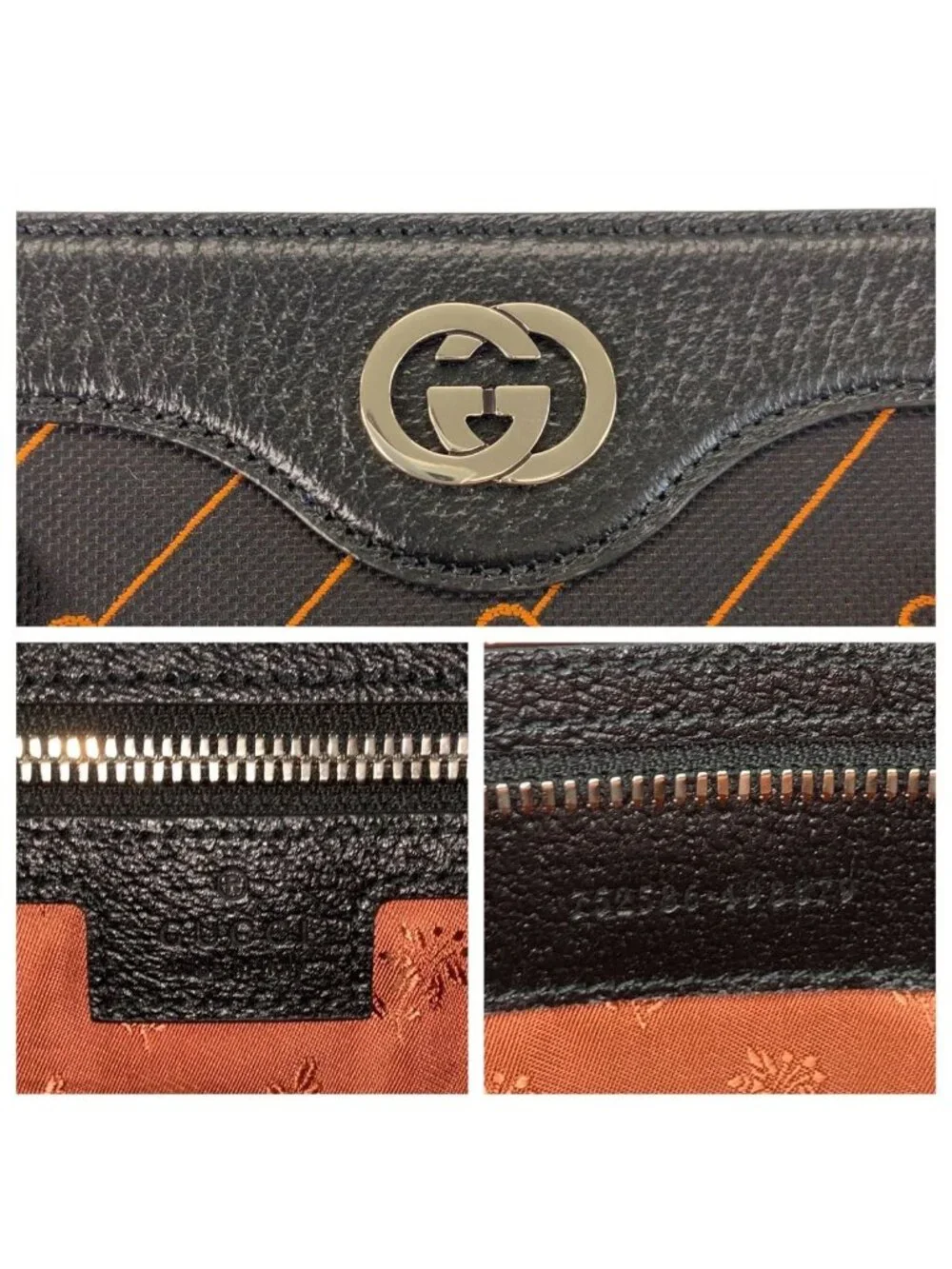 Gucci Interlocking Black Canvas Leather Business Tote Shoulder Bag 2-Way